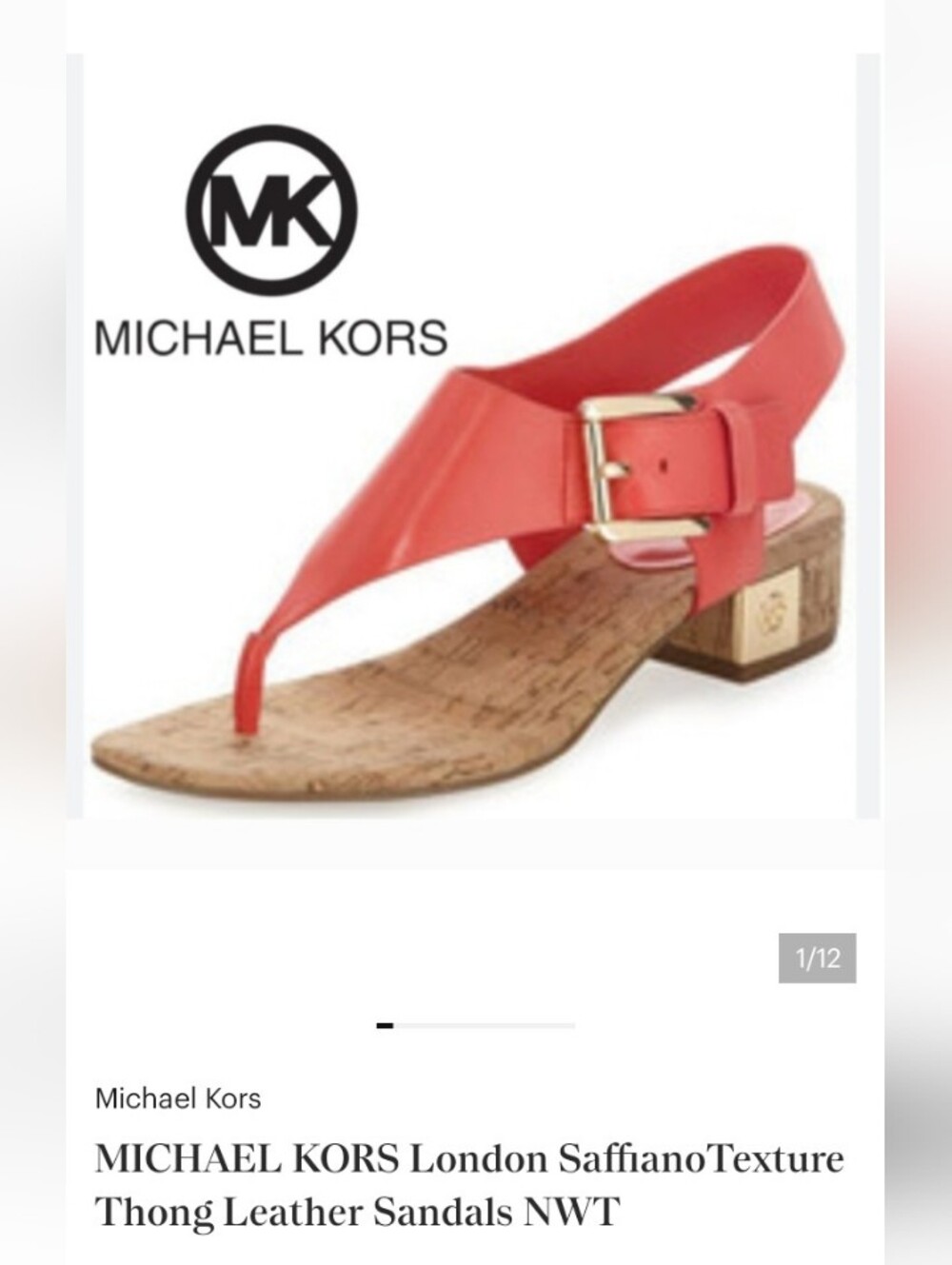 Michael Kors Coral Strap Leather Low Block Heel Sandals - Picture 1 of 10